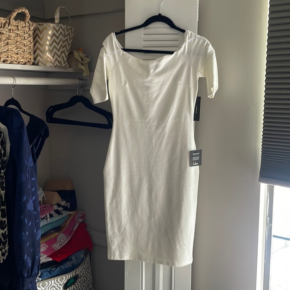 White short sleeve mid length lulus dress